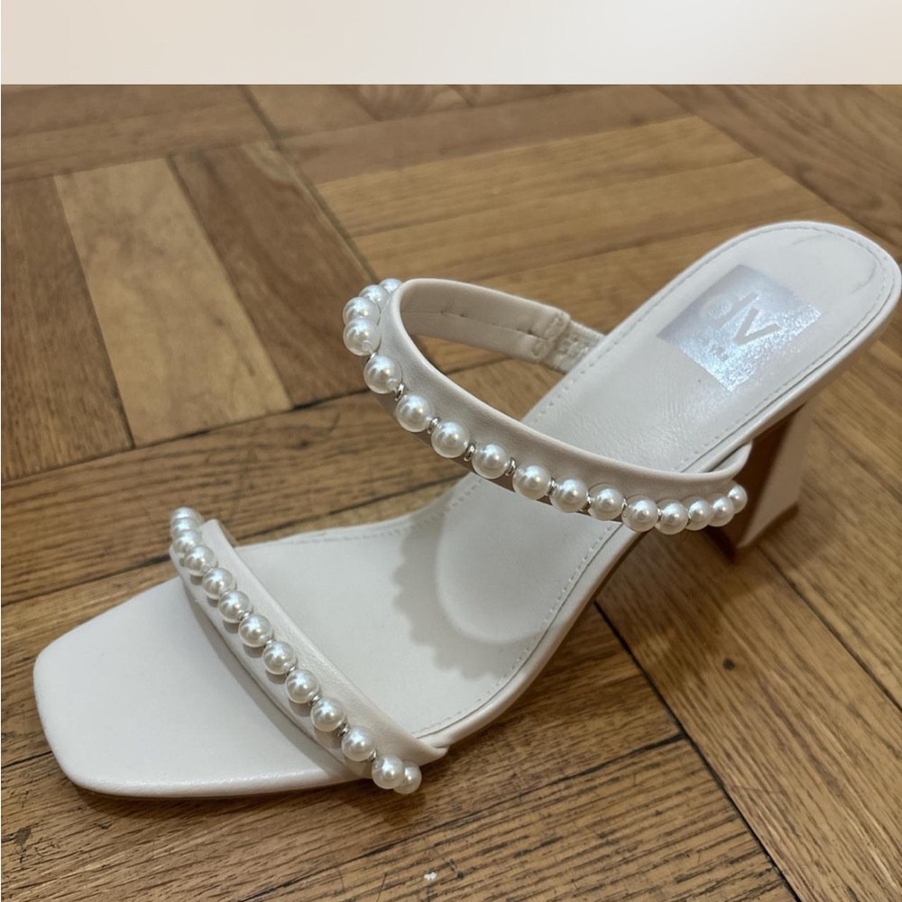 Elegant Pearl-Embellished White Heels